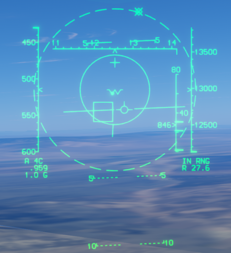 AIM-120 in range with an expanded ASE circle, IN RNG, and R 27.6