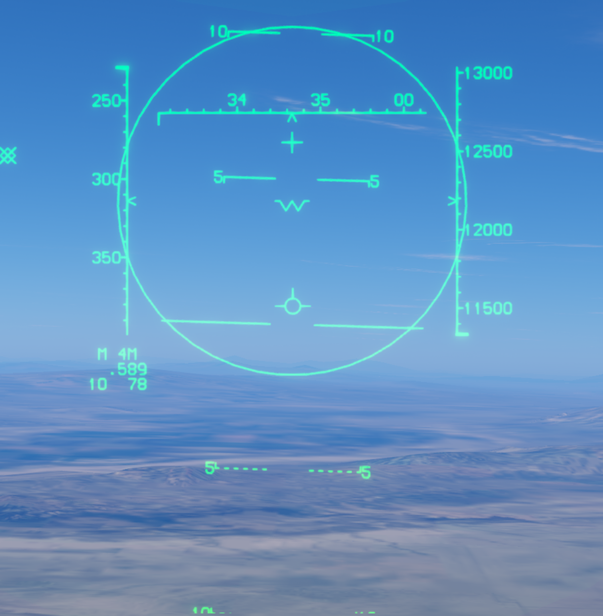 AIM-7 selected with a 12-degree FLOOD illumination reference circle but no FLOOD annunciation