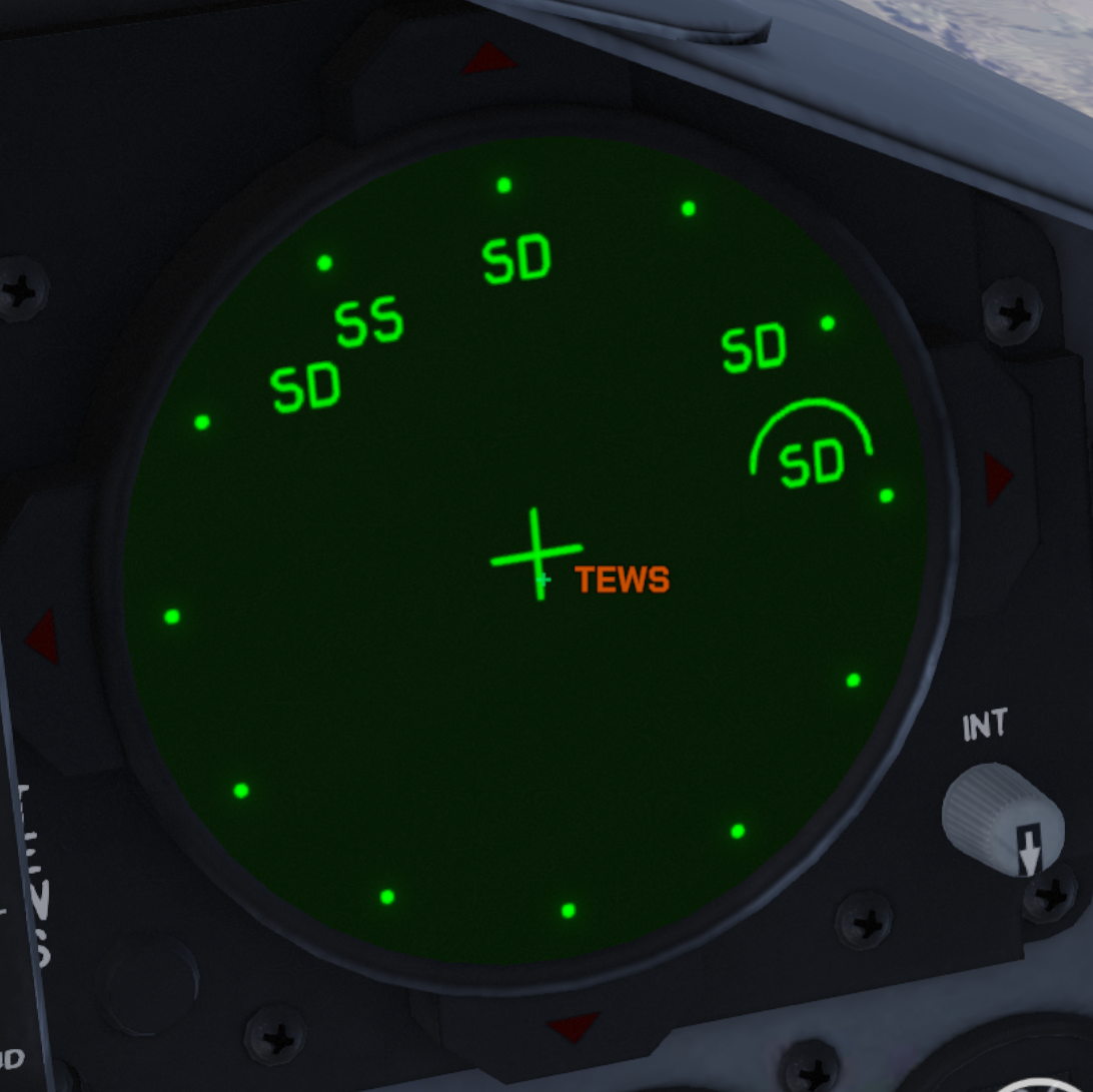 TEWS image 1: SS and SD search radar signals, with a semicircle above a newly detected signal